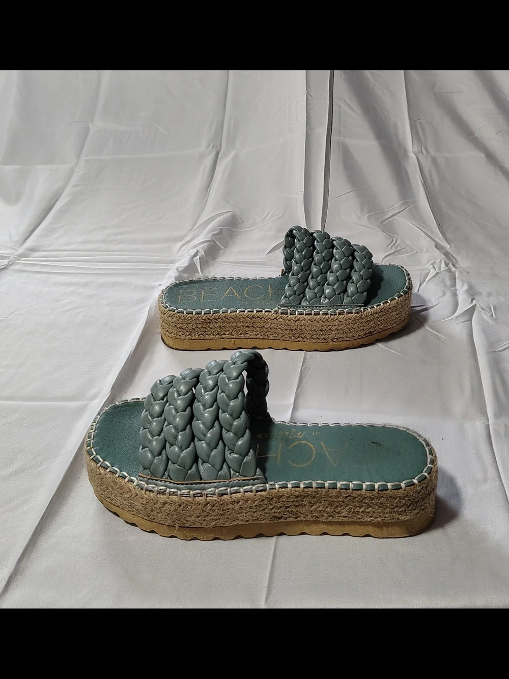 Ladies Size 8 Beachy Whimsical Braided Platform Slide Sandals